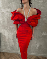 Luxury One-Shoulder Halter Neck Rhinestone