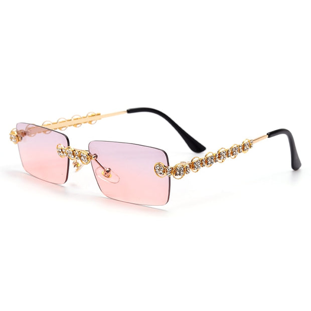 Rimless Diamond Sunglasses Women Sun Glasses