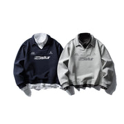 Retro Brand Two-Piece Collar Deconstructed Hoodie Men