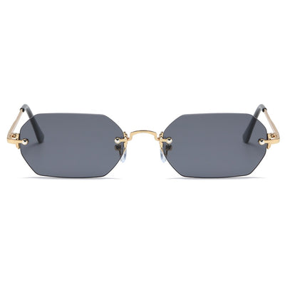 Sunglasses rimless man octagonal small frame metal glasses for women
