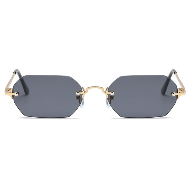 Sunglasses rimless man octagonal small frame metal glasses for women