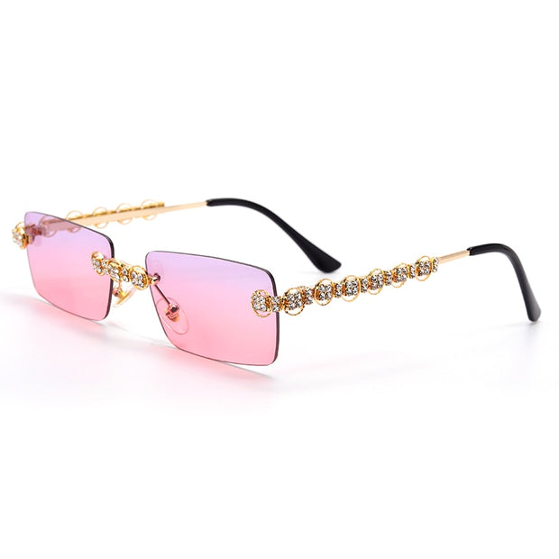 Rimless Diamond Sunglasses Women Sun Glasses