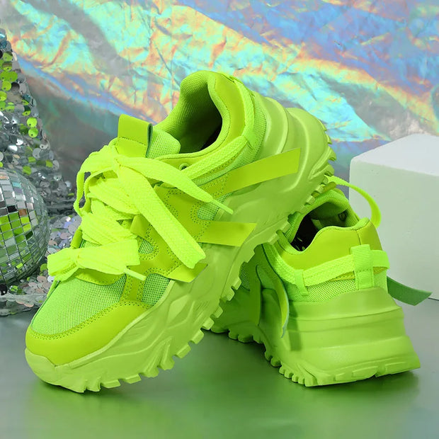 Spring Green Casual Sneakers Thick Sole