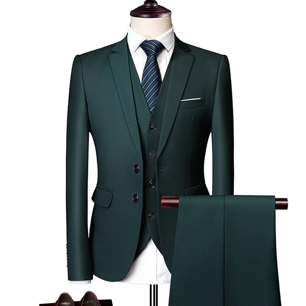 Wedding Prom Suit Green Slim Fit Tuxedo Men