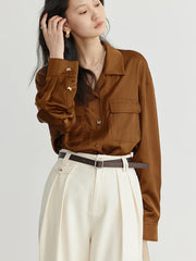 Satin drooping Cuban collar butterfly button shirt