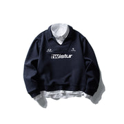 Retro Brand Two-Piece Collar Deconstructed Hoodie Men