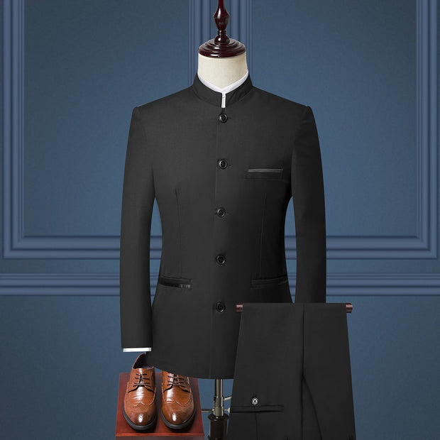 Mens Suits Set (Jacket+Pants+Vest)  Stand Collar