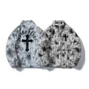 Cross Embroidered Cotton Coat