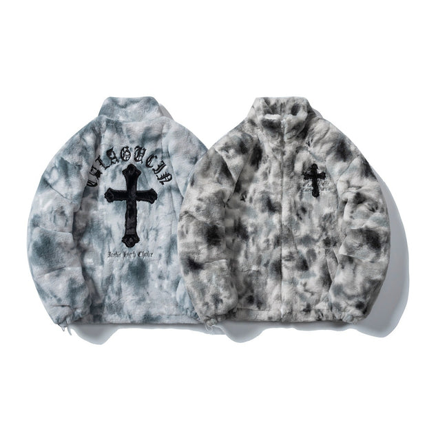 Cross Embroidered Cotton Coat