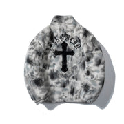 Cross Embroidered Cotton Coat