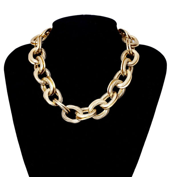 Vintage Chunky Thick Curb Cuban Choker Necklace Collar