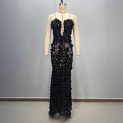 Women Summer Elegant Mid-Length Waist-Cinched Gown