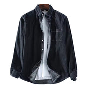 Spring and Autumn denim shirt jacket men's long sleeved shirt