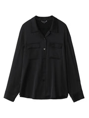 Satin drooping Cuban collar butterfly button shirt