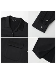 Satin drooping Cuban collar butterfly button shirt