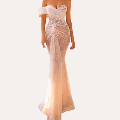 Wedding Dress For Women Elegant Off Shoulder Short Sleeves