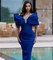 Luxury One-Shoulder Halter Neck Rhinestone