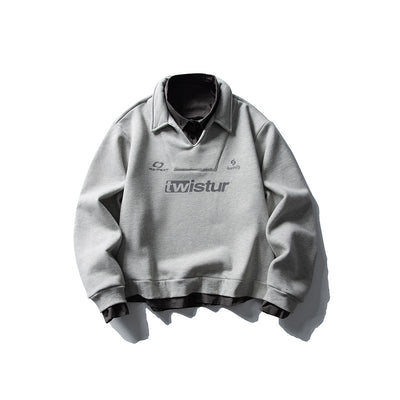 Retro Brand Two-Piece Collar Deconstructed Hoodie Men
