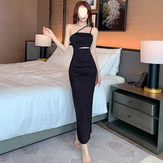 Slit Sexy Dress Low Chest High-Grade Off-the-Shoulder