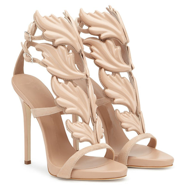 Leather Sandals Women Gold Leaf Flame
