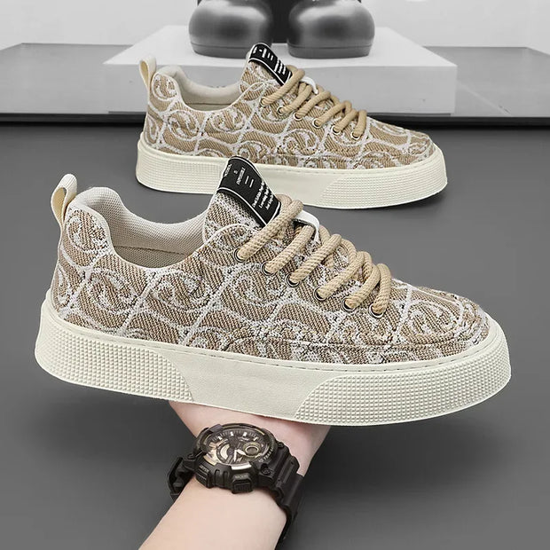 Graffiti prints black canvas sneakers mens