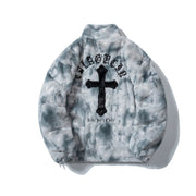 Cross Embroidered Cotton Coat