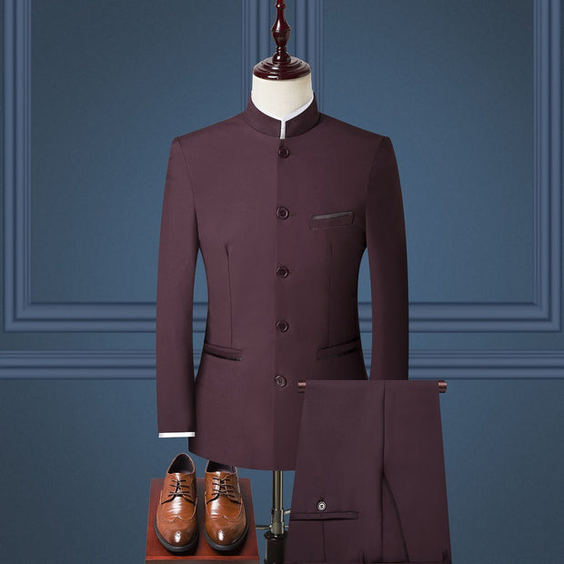 Mens Suits Set (Jacket+Pants+Vest)  Stand Collar