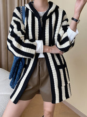 Casual Knitted Striped Cardigan For Women