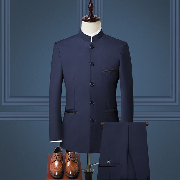 Mens Suits Set (Jacket+Pants+Vest)  Stand Collar
