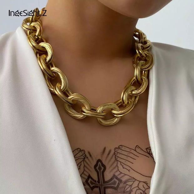 Vintage Chunky Thick Curb Cuban Choker Necklace Collar