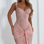 Lace camisole and hip revealing sleeveless jumpsuit