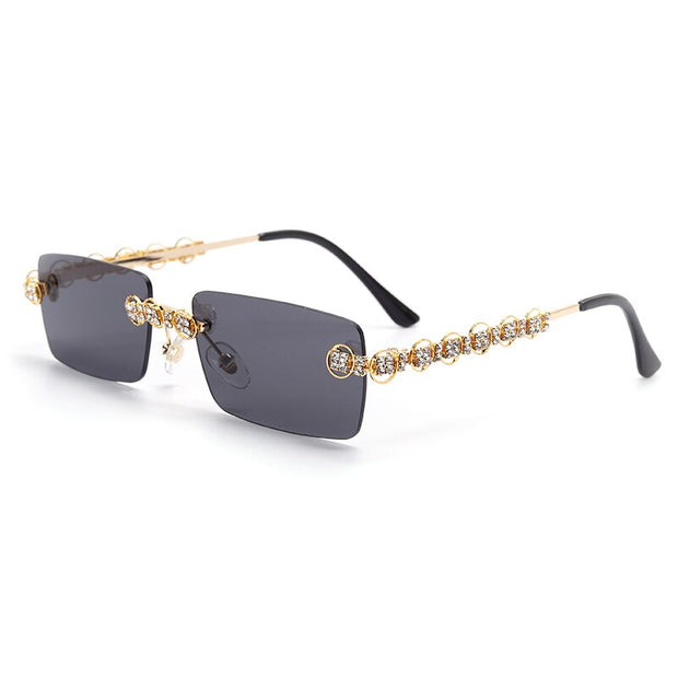 Rimless Diamond Sunglasses Women Sun Glasses