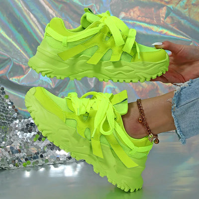 Spring Green Casual Sneakers Thick Sole