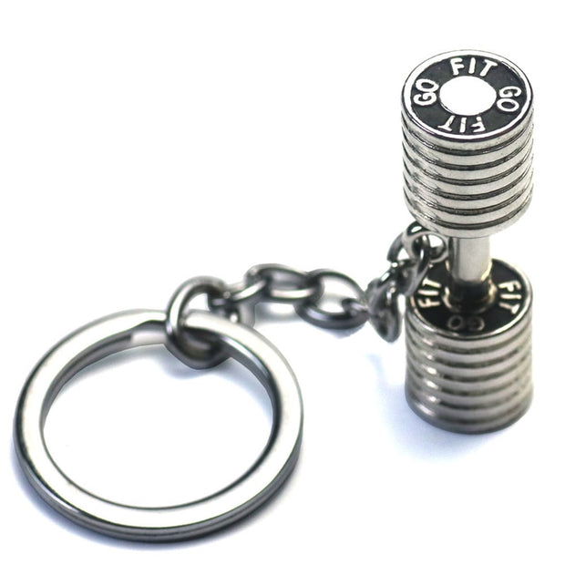 GYM Large Dumbbell Stainless Steel Keychain
