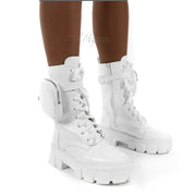 Women Pocket Boot Lace Up Ladies Ankle Boots